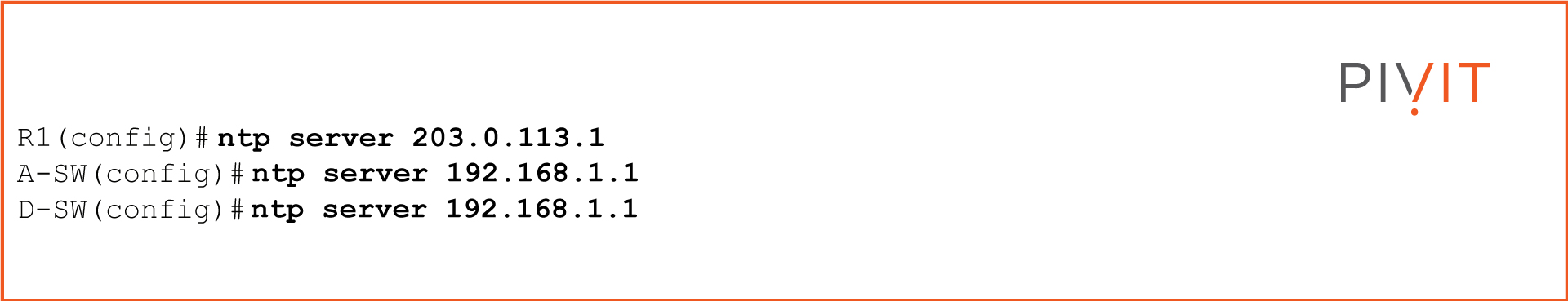 Commands to set up a network time protocol