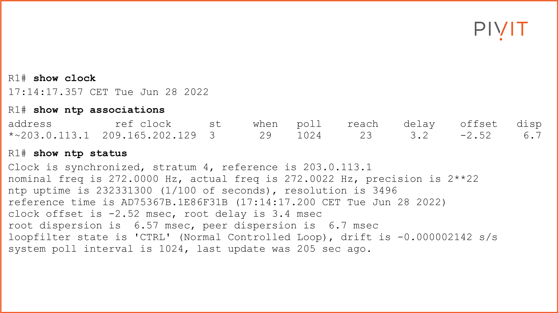 Commands to verify the network time protocol was set up correctly