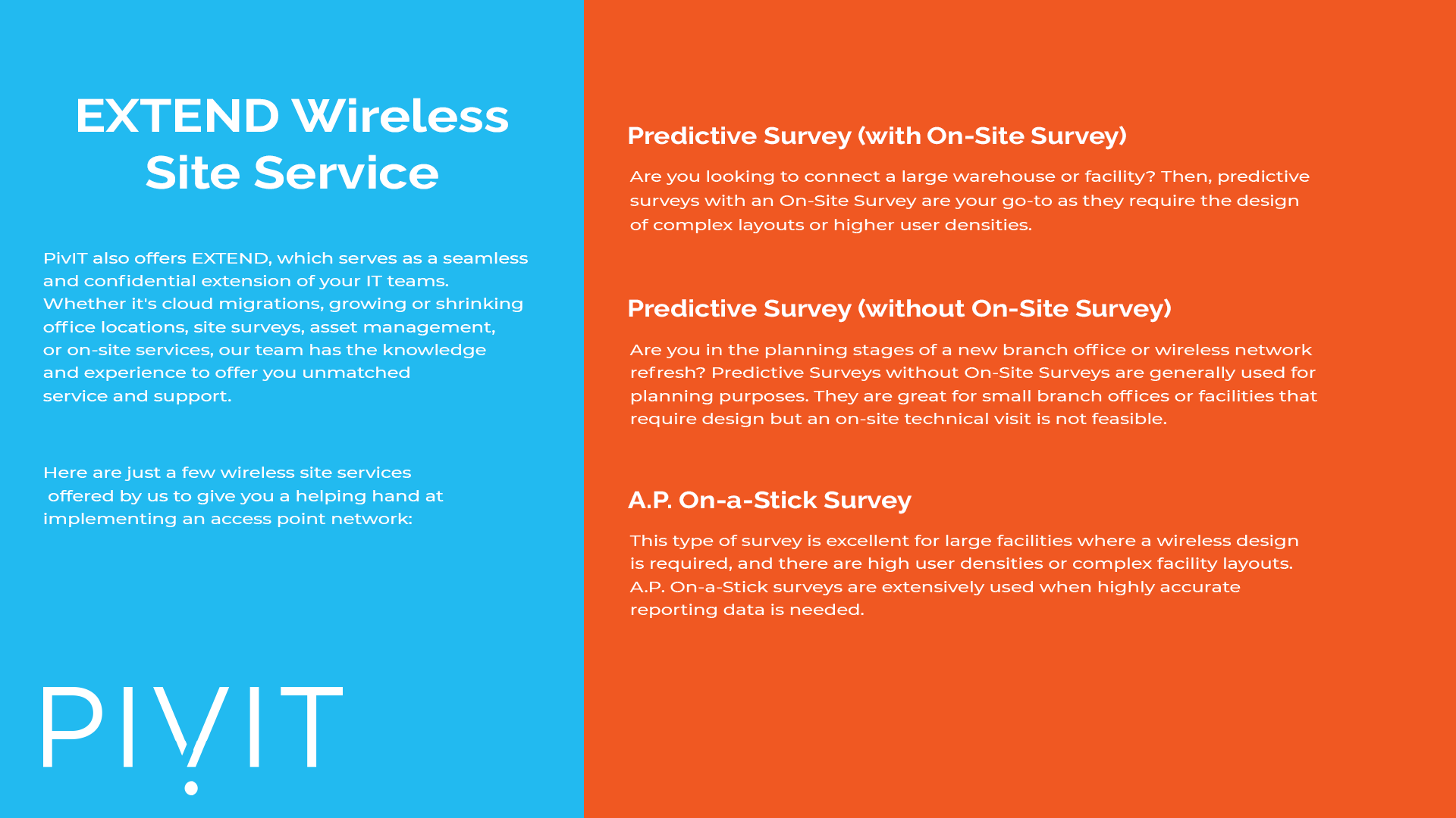 PivIT EXTEND Wireless Site Service options