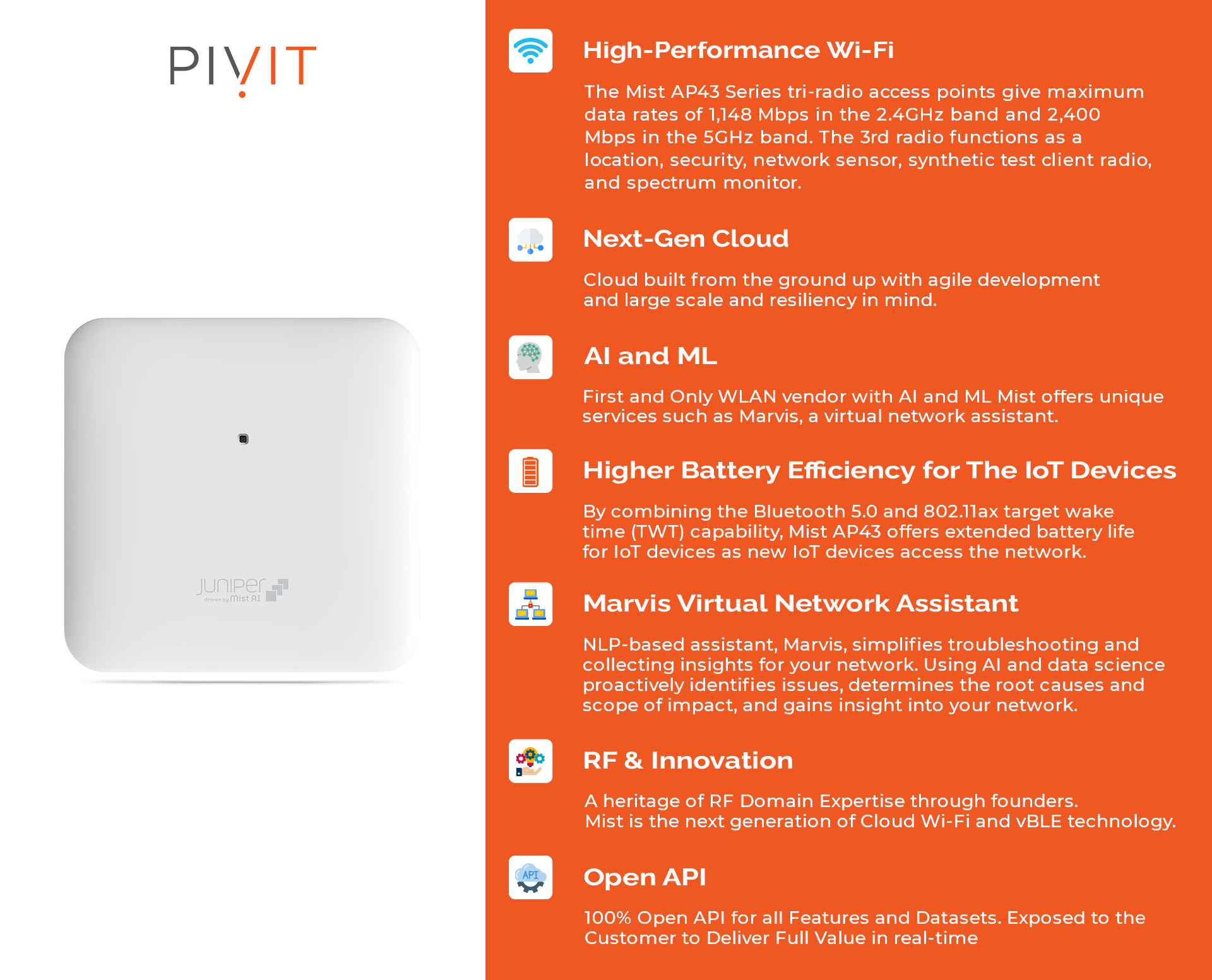 Juniper Mist AP43 access point main features and benefits list