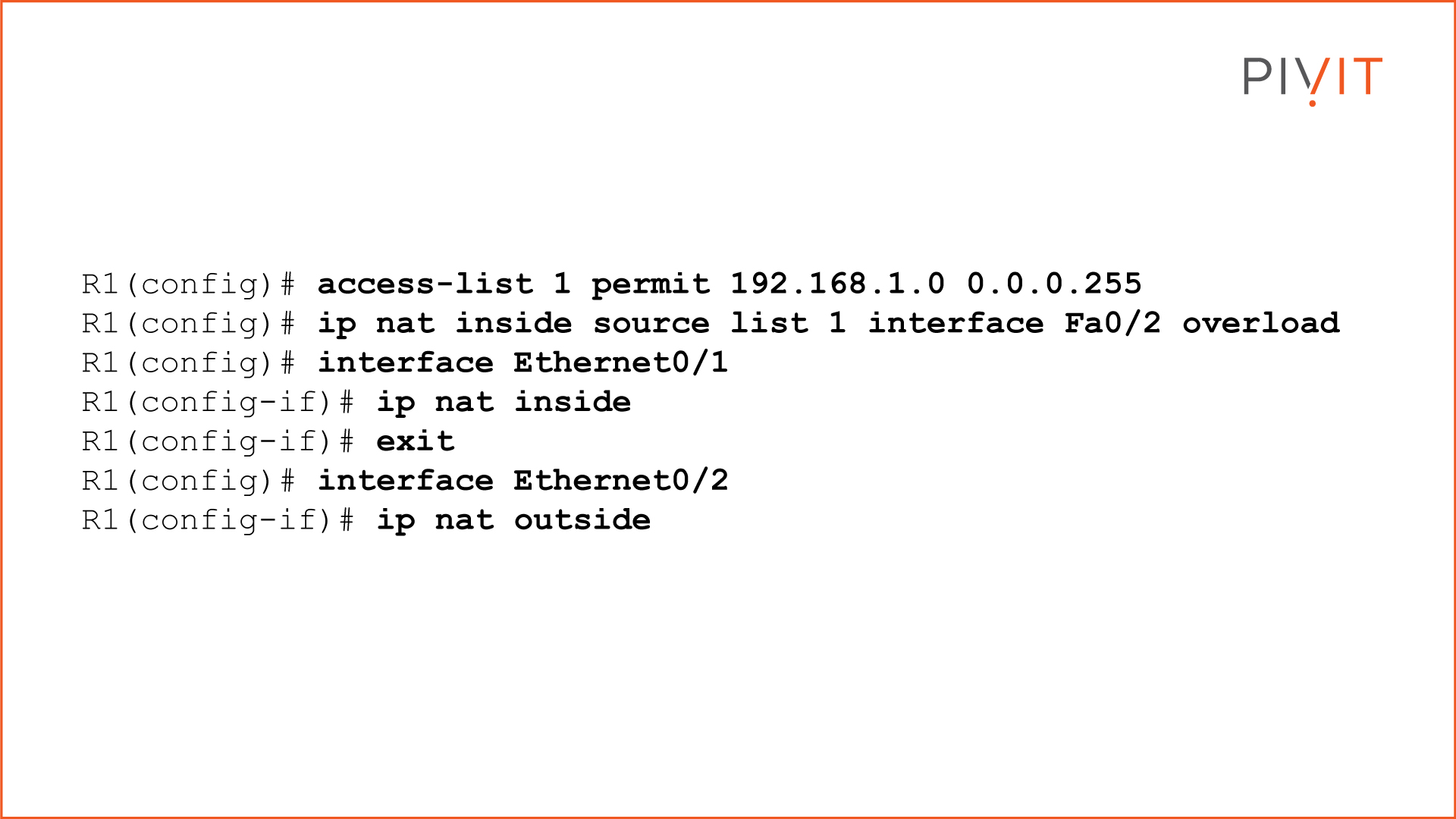 PAT configuration commands