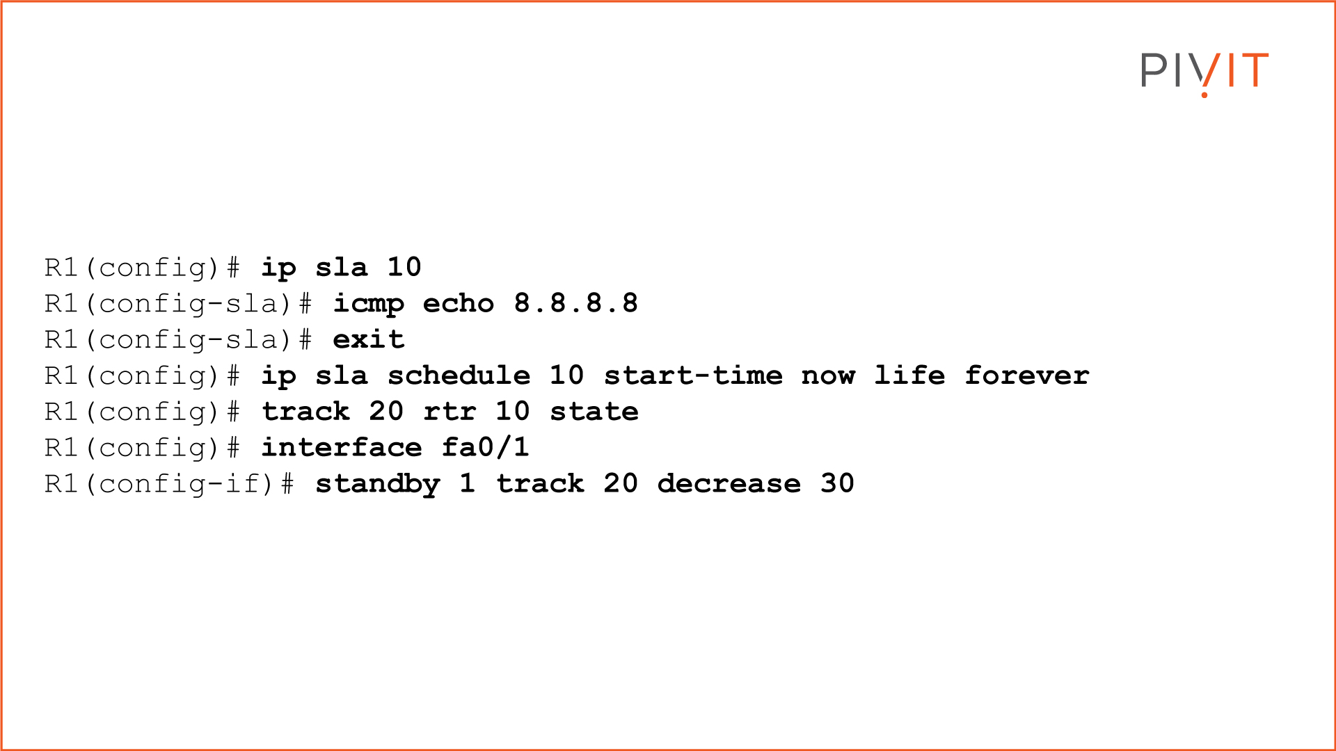 HSRP configuration commands to track link availability