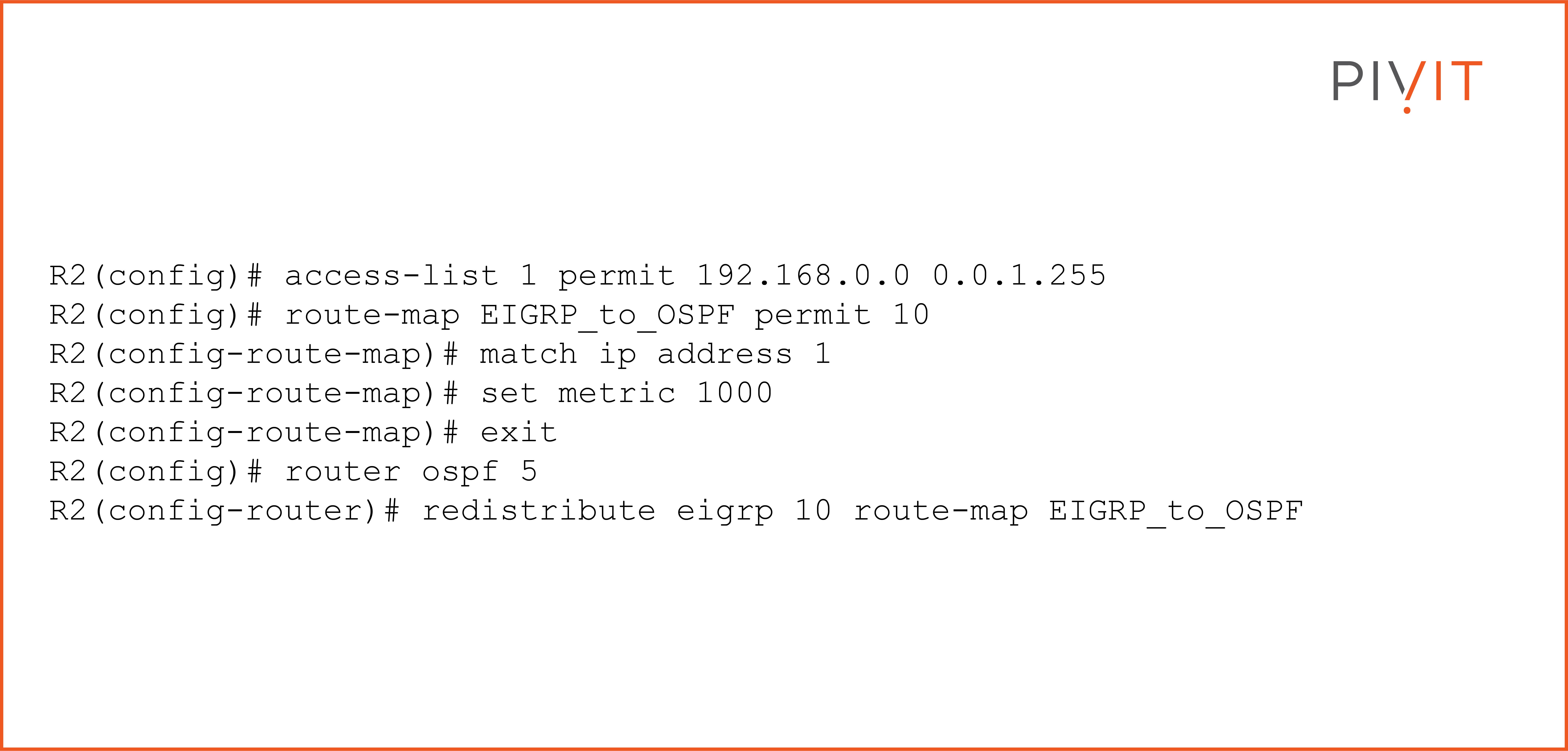 Redistribution commands in the OSPF configuration mode of R2