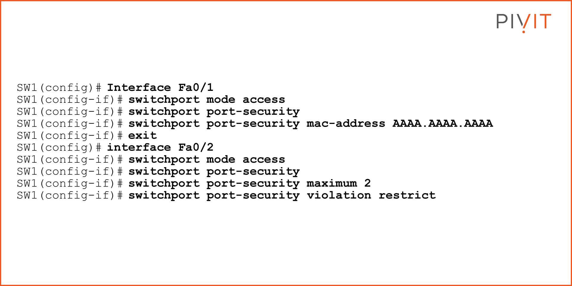 Commands to enable port security on two interfaces
