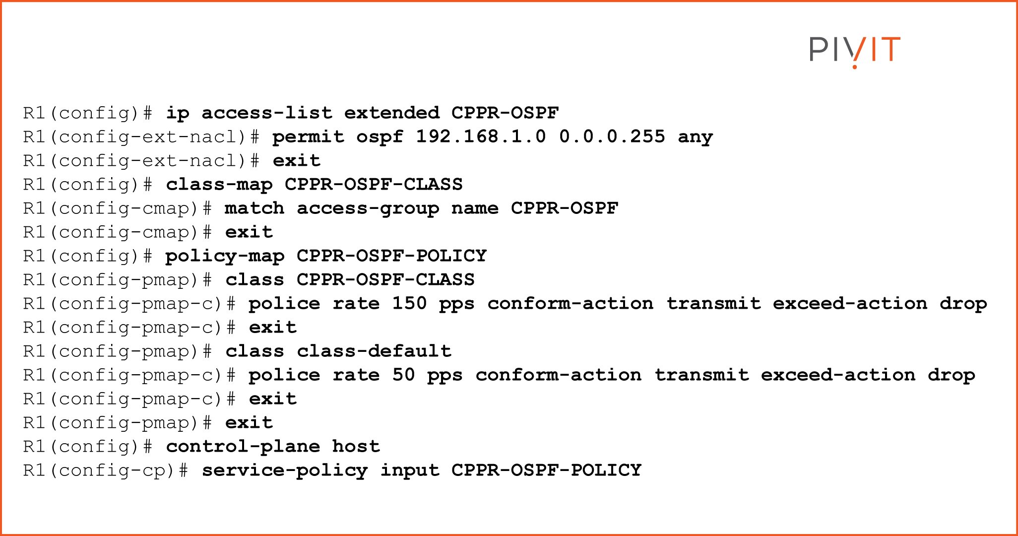 Commands to translate the requirement into MQC configuration