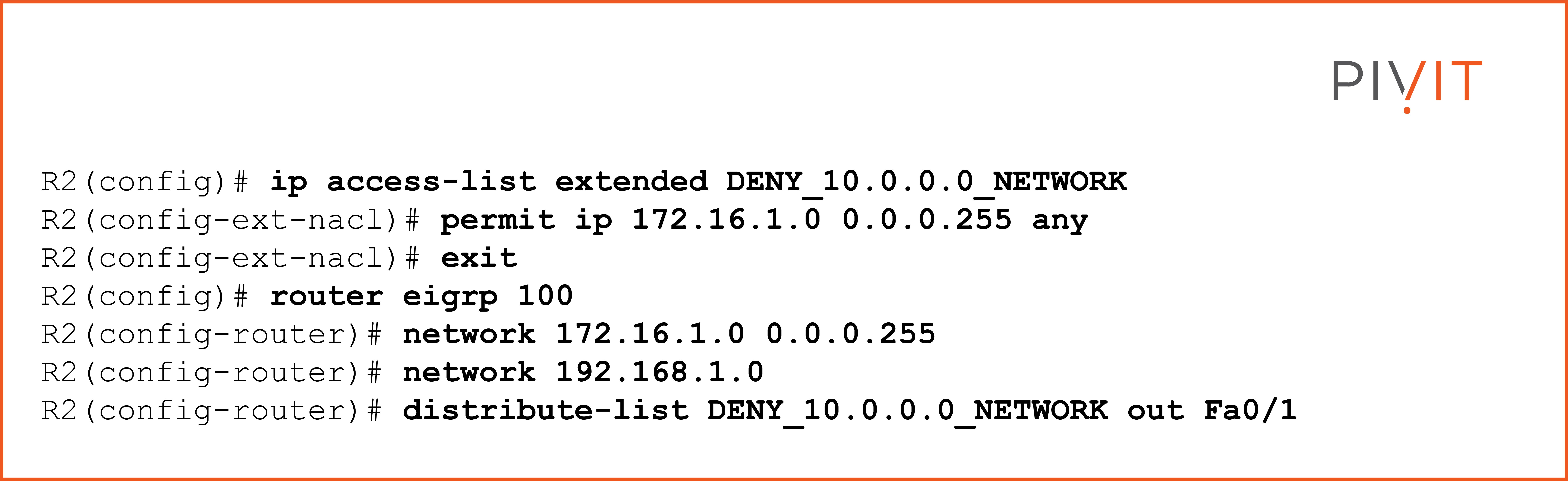 Commands that you need to configure on R2 so that R3 never learns about the subnets behind R1