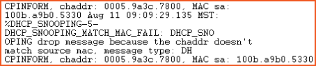dhcp error 2 debug log from pivit global mac fail & chaddr doesn't match