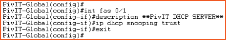 dhcp server port configuration command for TRUST at pivit global
