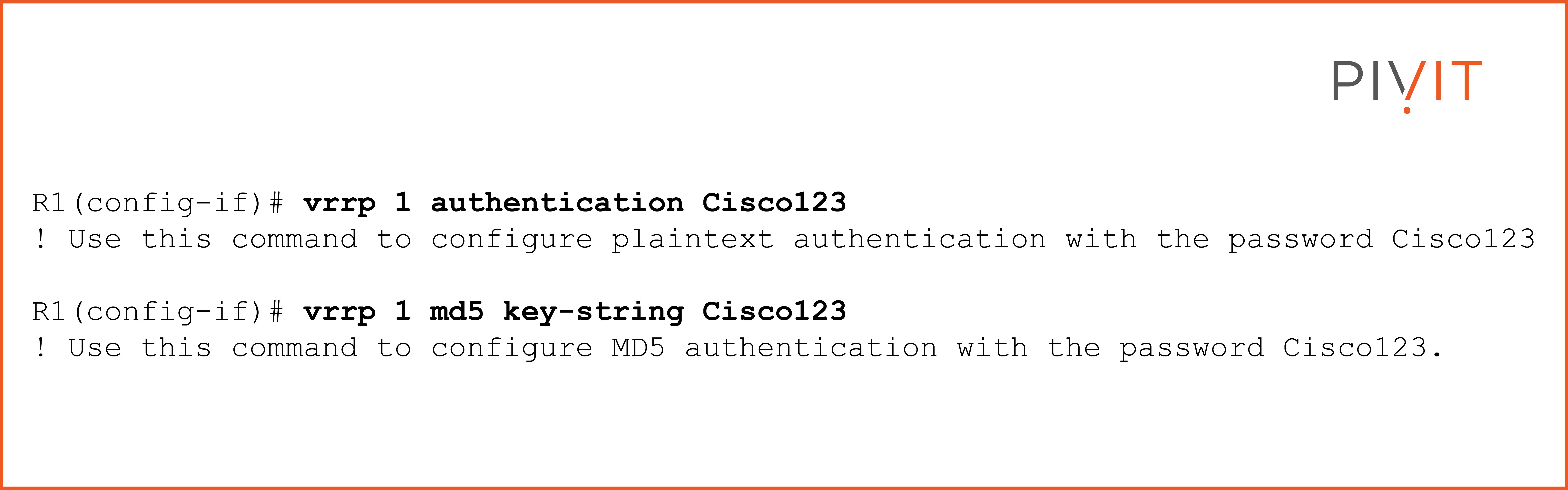 Commands to enable plaintext and MD5 authentication on R1