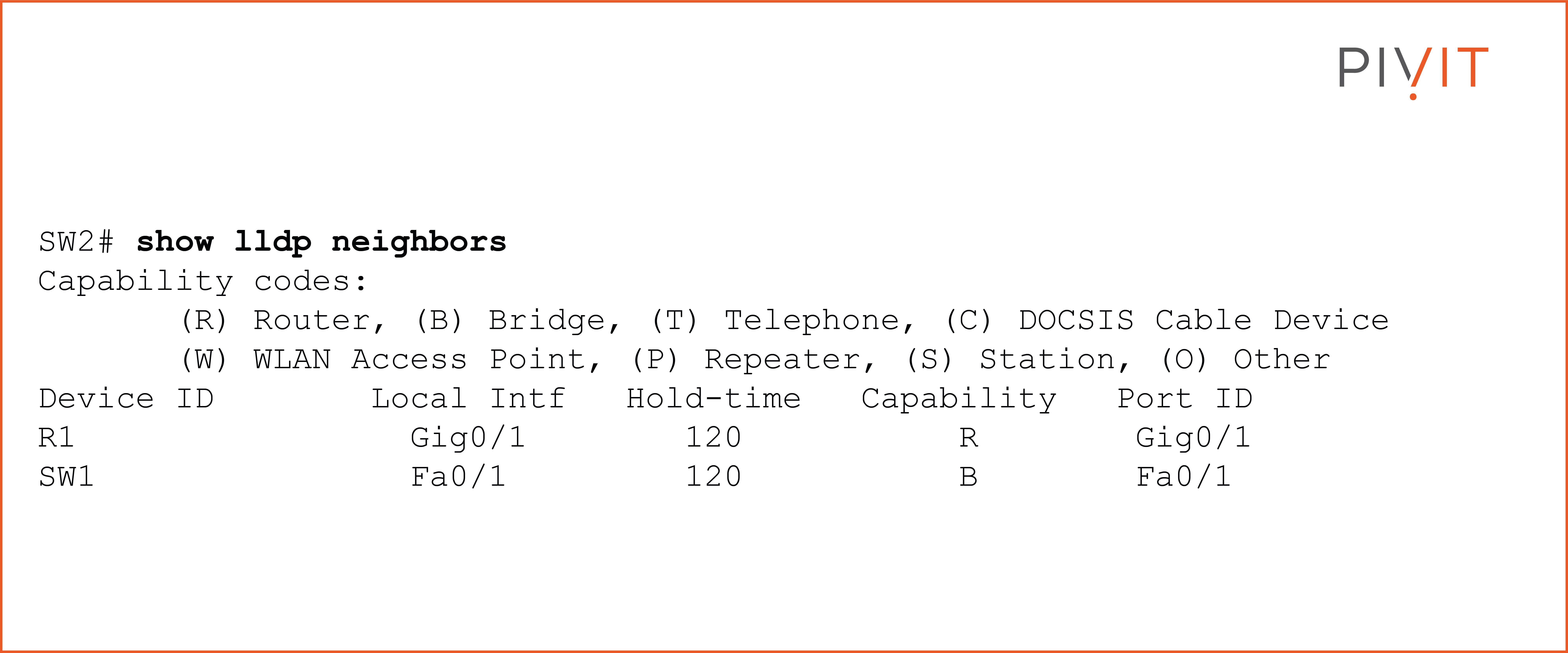 Command show lldp neighbors to view the basic information about the neighbors