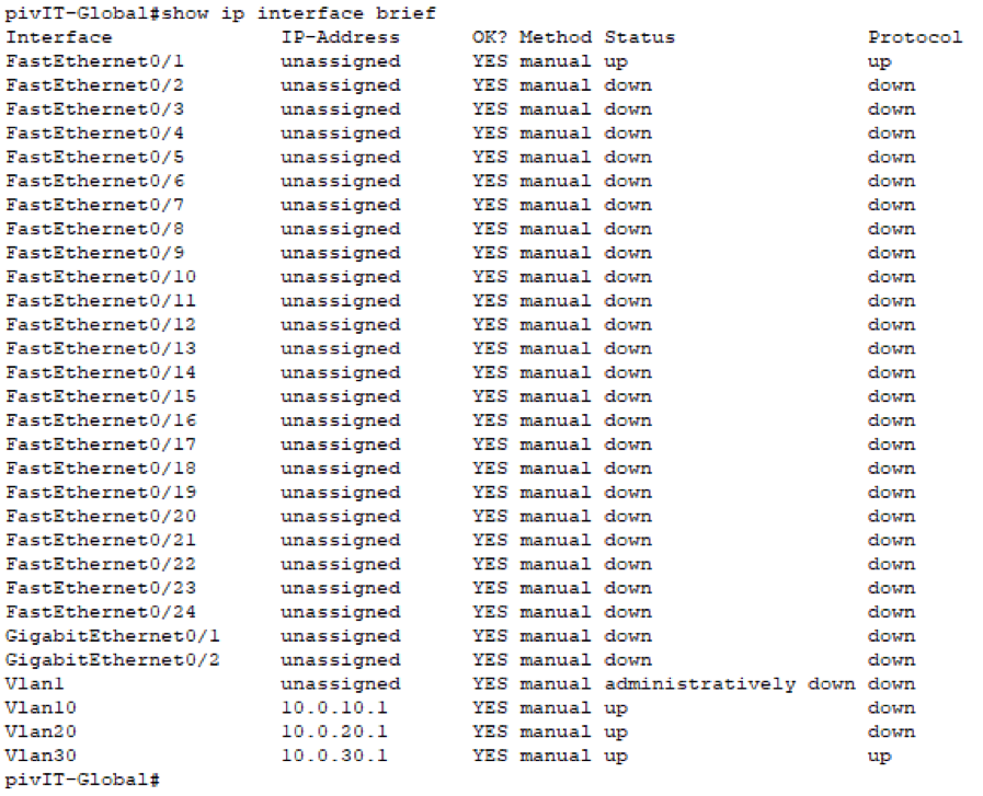 Show interfaces brief. Show interfaces brief