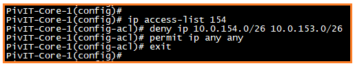 configuration command to block inter vlan traffic from pivit global