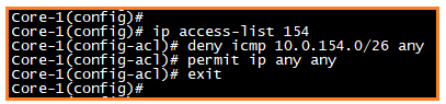 configuration command to block icmp from vlan 154